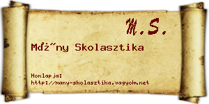 Mány Skolasztika névjegykártya